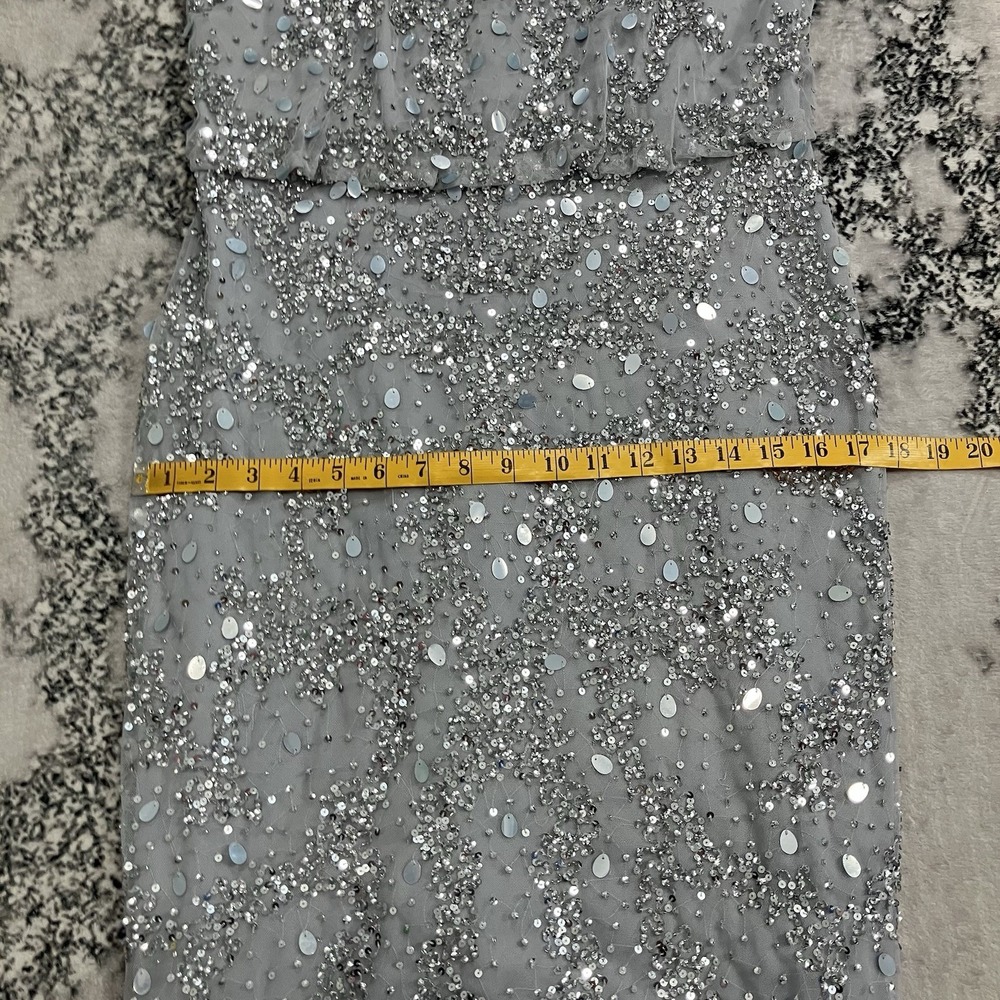Adrianna Papell Beaded Sequin Cocktail Dress Gray Sleeveless Womens Size 8 - Picture 5 of 15